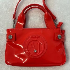 Armani jeans orange small logo patent vinyl bag